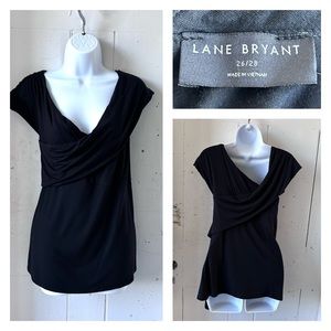 Lane Bryant black fitted faux wrap off-the-shoulder Knit top
